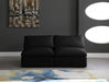 Plush Black Velvet Standard Modular Down Filled Cloud-Like Comfort Overstuffed 70" Armless Sofa - 602Black-S2 - Vega Furniture