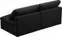 Plush Black Velvet Standard Modular Down Filled Cloud-Like Comfort Overstuffed 70" Armless Sofa - 602Black-S2 - Vega Furniture