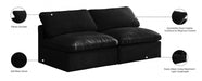 Plush Black Velvet Standard Modular Down Filled Cloud-Like Comfort Overstuffed 70" Armless Sofa - 602Black-S2 - Vega Furniture