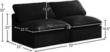 Plush Black Velvet Standard Modular Down Filled Cloud-Like Comfort Overstuffed 70" Armless Sofa - 602Black-S2 - Vega Furniture