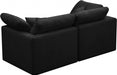 Plush Black Velvet Standard Modular Down Filled Cloud-Like Comfort Overstuffed 70" Sofa - 602Black-S70 - Vega Furniture