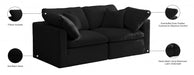 Plush Black Velvet Standard Modular Down Filled Cloud-Like Comfort Overstuffed 70" Sofa - 602Black-S70 - Vega Furniture