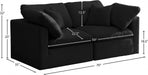 Plush Black Velvet Standard Modular Down Filled Cloud-Like Comfort Overstuffed 70" Sofa - 602Black-S70 - Vega Furniture