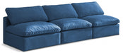 Plush Blue Velvet Standard Modular Down Filled Cloud-Like Comfort Overstuffed 105" Armless Sofa - 602Navy-S3 - Vega Furniture