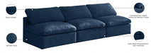 Plush Blue Velvet Standard Modular Down Filled Cloud-Like Comfort Overstuffed 105" Armless Sofa - 602Navy-S3 - Vega Furniture