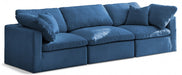 Plush Blue Velvet Standard Modular Down Filled Cloud-Like Comfort Overstuffed 105" Sofa - 602Navy-S105 - Vega Furniture