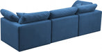 Plush Blue Velvet Standard Modular Down Filled Cloud-Like Comfort Overstuffed 105" Sofa - 602Navy-S105 - Vega Furniture