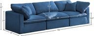 Plush Blue Velvet Standard Modular Down Filled Cloud-Like Comfort Overstuffed 105" Sofa - 602Navy-S105 - Vega Furniture