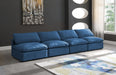 Plush Blue Velvet Standard Modular Down Filled Cloud-Like Comfort Overstuffed 140" Armless Sofa - 602Navy-S4 - Vega Furniture