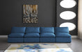 Plush Blue Velvet Standard Modular Down Filled Cloud-Like Comfort Overstuffed 140" Armless Sofa - 602Navy-S4 - Vega Furniture