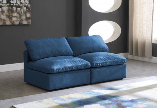 Plush Blue Velvet Standard Modular Down Filled Cloud-Like Comfort Overstuffed 70" Armless Sofa - 602Navy-S2 - Vega Furniture