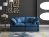 Plush Blue Velvet Standard Modular Down Filled Cloud-Like Comfort Overstuffed 70" Sofa - 602Navy-S70 - Vega Furniture