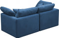 Plush Blue Velvet Standard Modular Down Filled Cloud-Like Comfort Overstuffed 70" Sofa - 602Navy-S70 - Vega Furniture