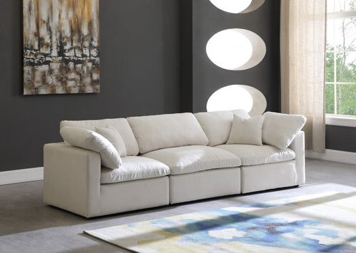 Plush Cream Velvet Standard Modular Down Filled Cloud-Like Comfort Overstuffed 105" Sofa - 602Cream-S105 - Vega Furniture