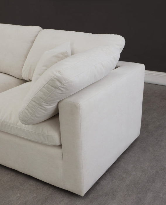 Plush Cream Velvet Standard Modular Down Filled Cloud-Like Comfort Overstuffed 105" Sofa - 602Cream-S105 - Vega Furniture