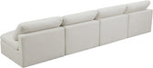 Plush Cream Velvet Standard Modular Down Filled Cloud-Like Comfort Overstuffed 140" Armless Sofa - 602Cream-S4 - Vega Furniture
