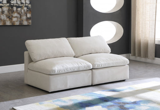 Plush Cream Velvet Standard Modular Down Filled Cloud-Like Comfort Overstuffed 70" Armless Sofa - 602Cream-S2 - Vega Furniture