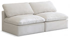 Plush Cream Velvet Standard Modular Down Filled Cloud-Like Comfort Overstuffed 70" Armless Sofa - 602Cream-S2 - Vega Furniture