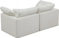 Plush Cream Velvet Standard Modular Down Filled Cloud-Like Comfort Overstuffed 70" Sofa - 602Cream-S70 - Vega Furniture