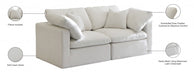 Plush Cream Velvet Standard Modular Down Filled Cloud-Like Comfort Overstuffed 70" Sofa - 602Cream-S70 - Vega Furniture