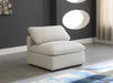 Plush Cream Velvet Standard Modular Down Filled Cloud-Like Comfort Overstuffed Armless Chair - 602Cream-Armless - Vega Furniture