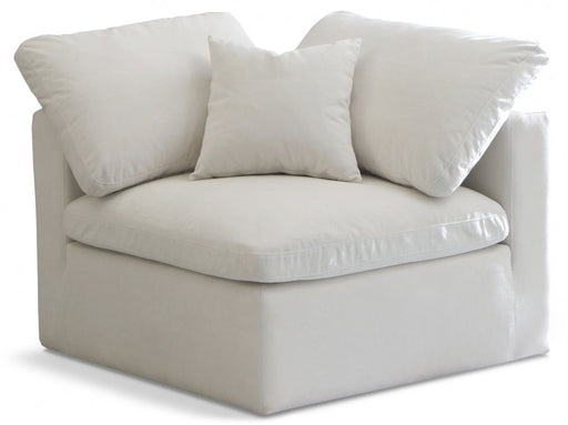 Plush Cream Velvet Standard Modular Down Filled Cloud-Like Comfort Overstuffed Corner Chair - 602Cream-Corner - Vega Furniture