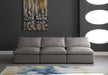 Plush Grey Velvet Standard Modular Down Filled Cloud-Like Comfort Overstuffed 105" Armless Sofa - 602Grey-S3 - Vega Furniture