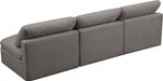 Plush Grey Velvet Standard Modular Down Filled Cloud-Like Comfort Overstuffed 105" Armless Sofa - 602Grey-S3 - Vega Furniture