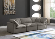 Plush Grey Velvet Standard Modular Down Filled Cloud-Like Comfort Overstuffed 105