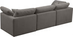 Plush Grey Velvet Standard Modular Down Filled Cloud-Like Comfort Overstuffed 105" Sofa - 602Grey-S105 - Vega Furniture