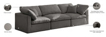 Plush Grey Velvet Standard Modular Down Filled Cloud-Like Comfort Overstuffed 105" Sofa - 602Grey-S105 - Vega Furniture