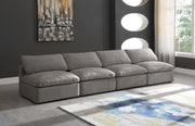 Plush Grey Velvet Standard Modular Down Filled Cloud-Like Comfort Overstuffed 140