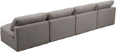 Plush Grey Velvet Standard Modular Down Filled Cloud-Like Comfort Overstuffed 140" Armless Sofa - 602Grey-S4 - Vega Furniture