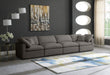 Plush Grey Velvet Standard Modular Down Filled Cloud-Like Comfort Overstuffed 140" Sofa - 602Grey-S140 - Vega Furniture