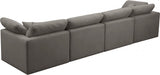 Plush Grey Velvet Standard Modular Down Filled Cloud-Like Comfort Overstuffed 140" Sofa - 602Grey-S140 - Vega Furniture