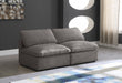 Plush Grey Velvet Standard Modular Down Filled Cloud-Like Comfort Overstuffed 70" Armless Loveseat - 602Grey-S2 - Vega Furniture