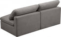 Plush Grey Velvet Standard Modular Down Filled Cloud-Like Comfort Overstuffed 70" Armless Loveseat - 602Grey-S2 - Vega Furniture