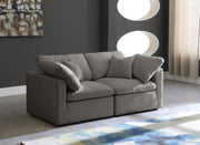 Plush Grey Velvet Standard Modular Down Filled Cloud-Like Comfort Overstuffed 70