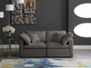 Plush Grey Velvet Standard Modular Down Filled Cloud-Like Comfort Overstuffed 70" Loveseat - 602Grey-S70 - Vega Furniture