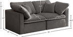 Plush Grey Velvet Standard Modular Down Filled Cloud-Like Comfort Overstuffed 70" Loveseat - 602Grey-S70 - Vega Furniture