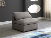 Plush Grey Velvet Standard Modular Down Filled Cloud-Like Comfort Overstuffed Armless Chair - 602Grey-Armless - Vega Furniture