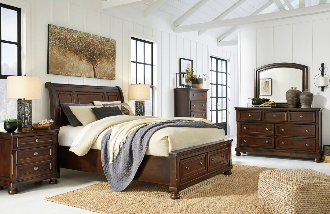 Porter Rustic Brown Footboard Storage Sleigh Platform Bedroom Set - SET | B697-76 | B697-78 | B697-99 | B697-31 | B697-92 - Vega Furniture