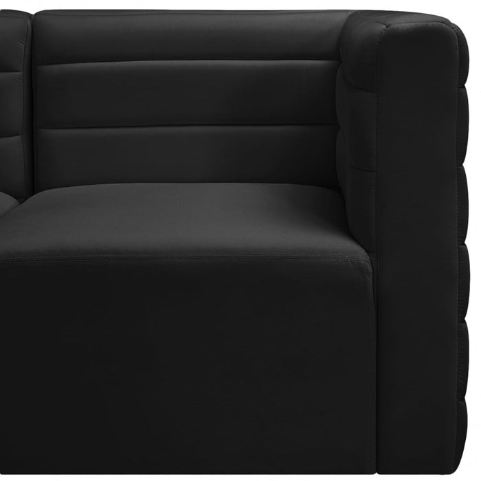 Quincy Black Velvet Modular Cloud-Like Comfort Armless Chair - 677Black-Armless - Vega Furniture