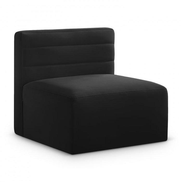 Quincy Black Velvet Modular Cloud-Like Comfort Armless Chair - 677Black-Armless - Vega Furniture