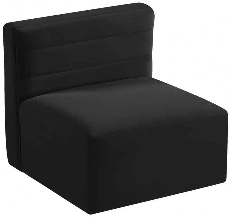 Quincy Black Velvet Modular Cloud-Like Comfort Armless Chair - 677Black-Armless - Vega Furniture