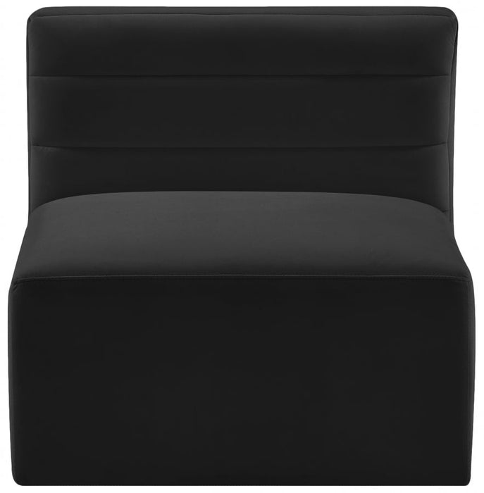 Quincy Black Velvet Modular Cloud-Like Comfort Armless Chair - 677Black-Armless - Vega Furniture