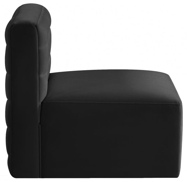 Quincy Black Velvet Modular Cloud-Like Comfort Armless Chair - 677Black-Armless - Vega Furniture