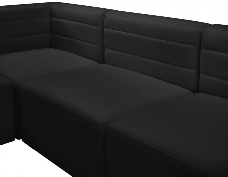 Quincy Black Velvet Modular Cloud-Like Comfort Sofa - 677Black-S126 - Vega Furniture