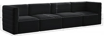 Quincy Black Velvet Modular Cloud-Like Comfort Sofa - 677Black-S126 - Vega Furniture