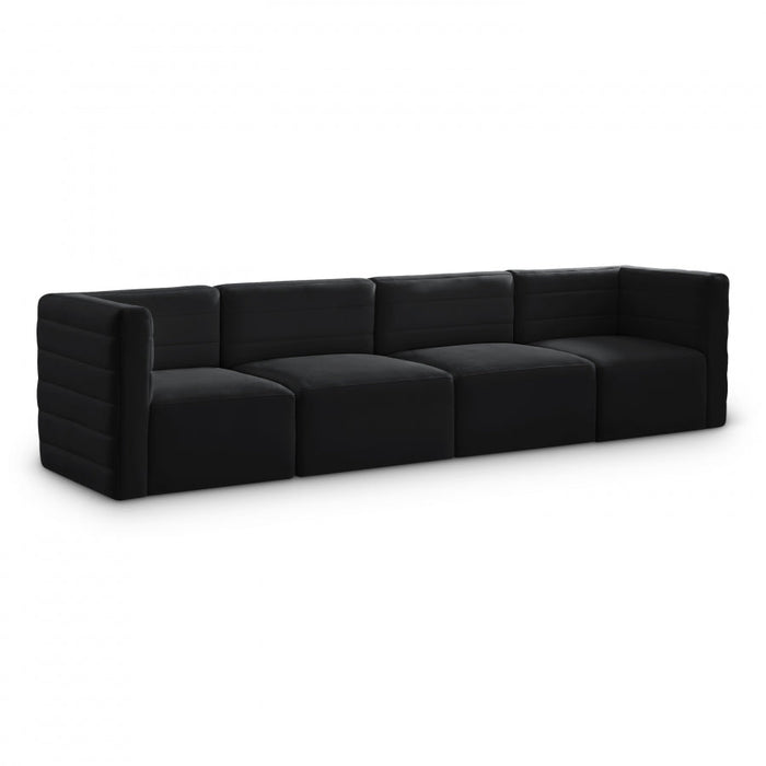 Quincy Black Velvet Modular Cloud-Like Comfort Sofa - 677Black-S126 - Vega Furniture